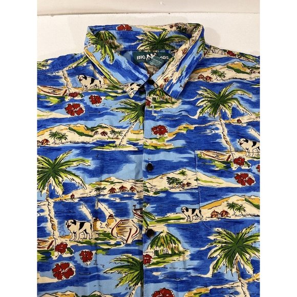 BIG DOGS Tropical Ocean Hawaiian Shirt 5X Palm Trees Water Island Hut - Picture 5 of 14